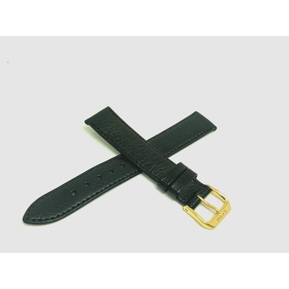 Rado Watch Replacement Band Black Leather Strap 17mm Lug Gold Steel Clasp